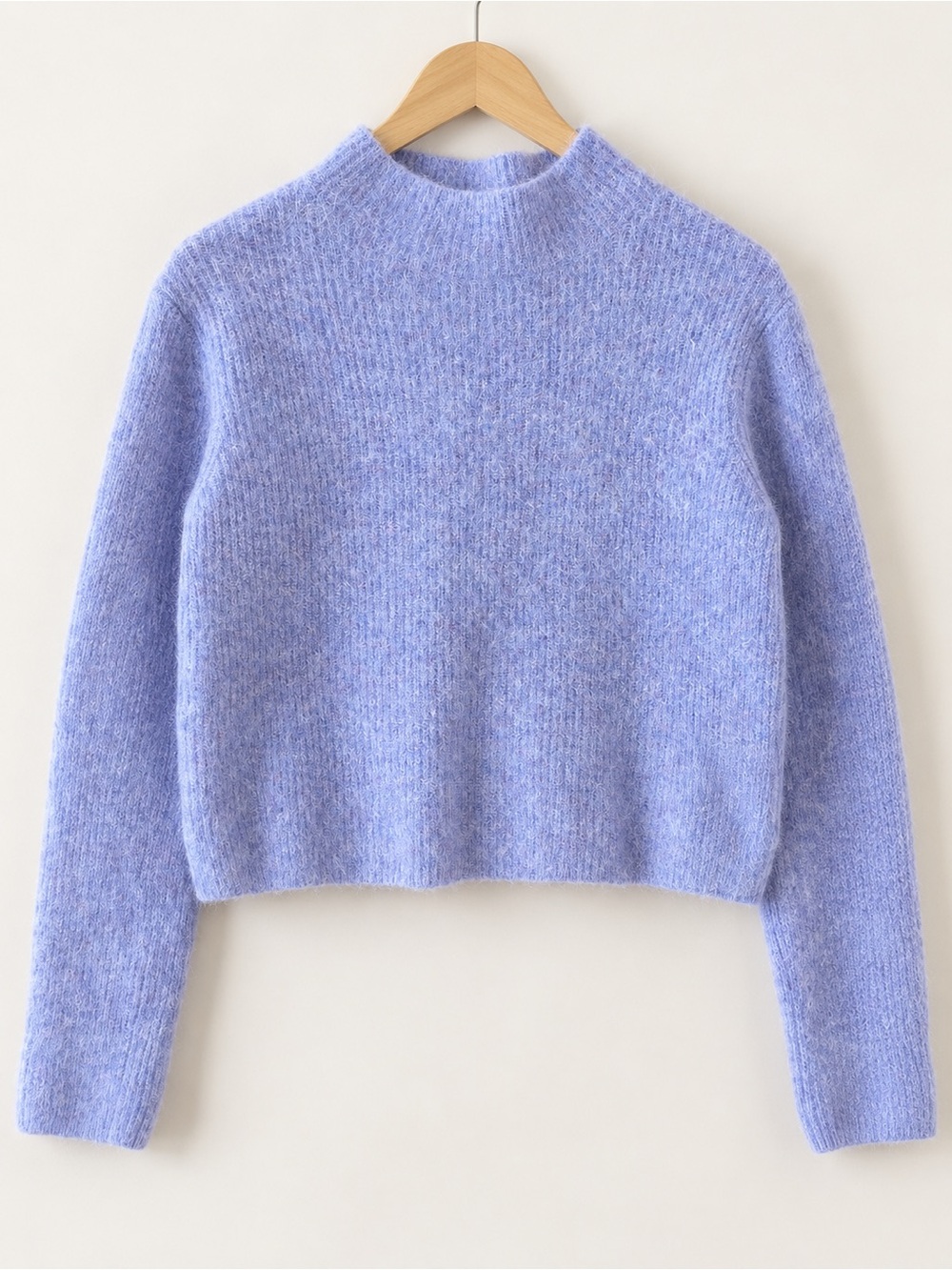 & Other Stories Lavender Alpaca Wool Boxy Mock Neck Cropped Sweater Size L